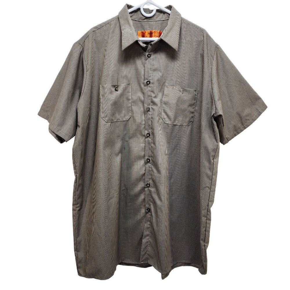Red Kap Mens Short-Sleeve Work Shirt Size 3XL Black/White Microcheck
